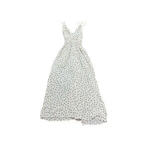 BSL White & Black Polka Dot Maxi Dress | Sleeveless V-Neck | Size Large